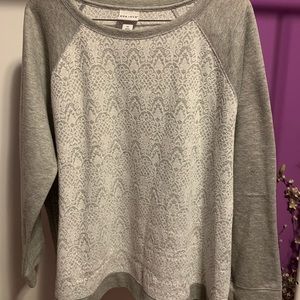 Ava & Viv Gray and Lace Print Sweater